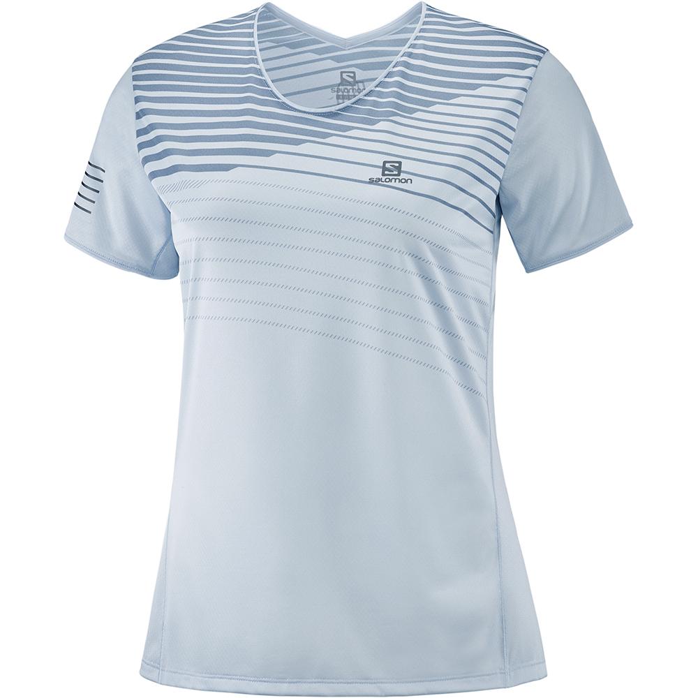 Salomon Israel SENSE W - Womens T shirts - Blue (ARQY-85067)